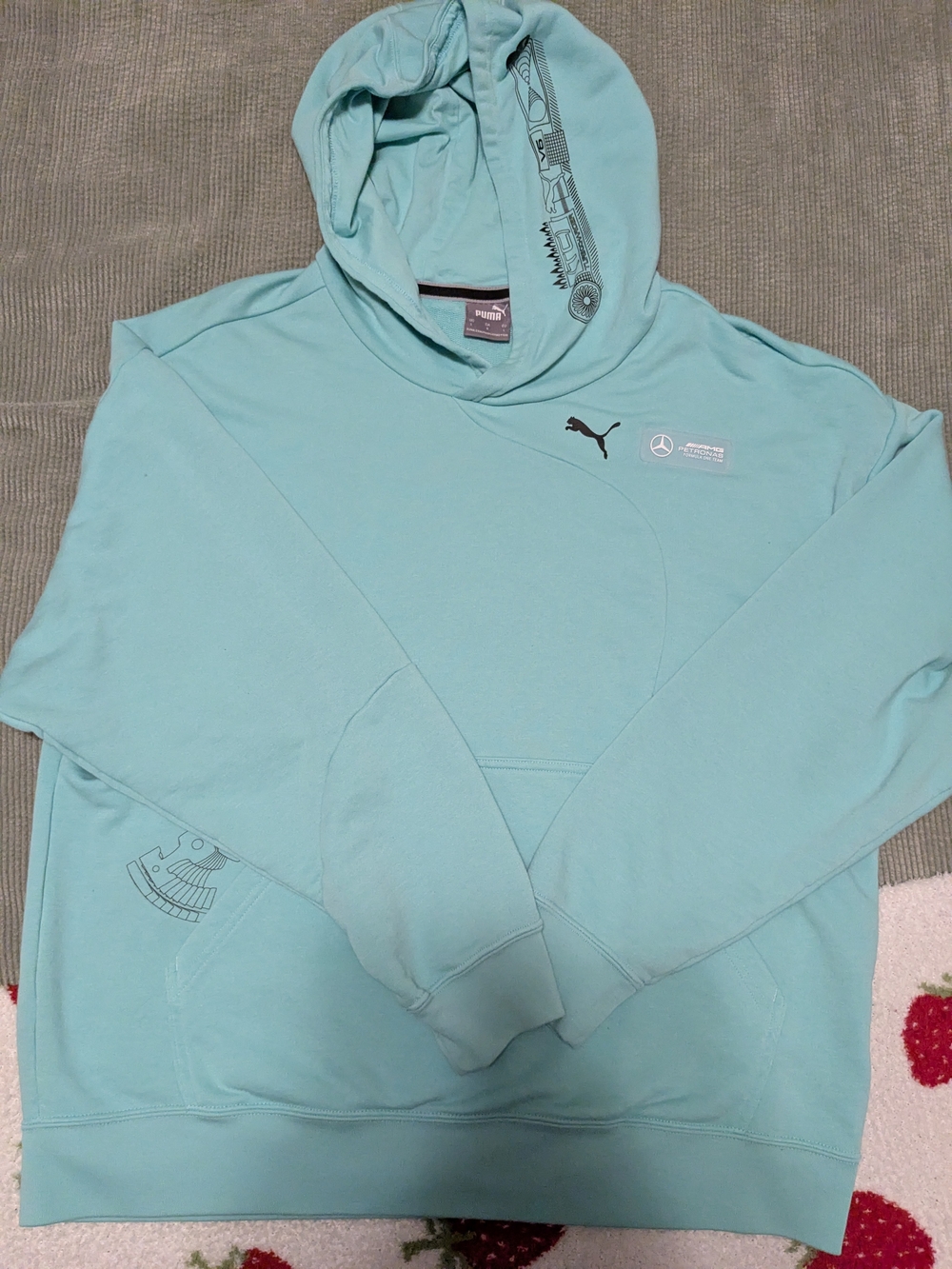 Puma x Mercedes-AMG Men's Mint Hoodie Sweatshirt size Large